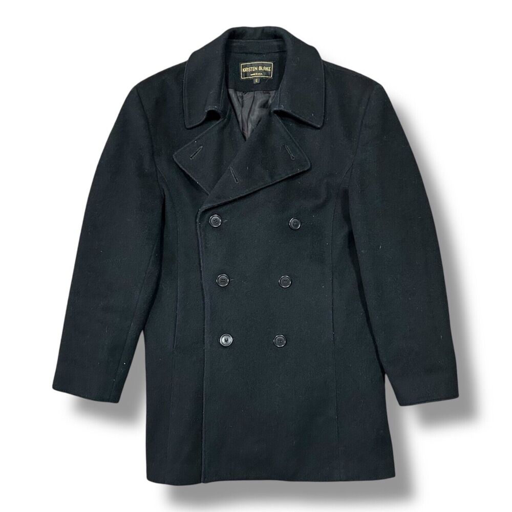 Vintage 70s Wool Coat Union Made Kristen Blake Made in USA Black Small